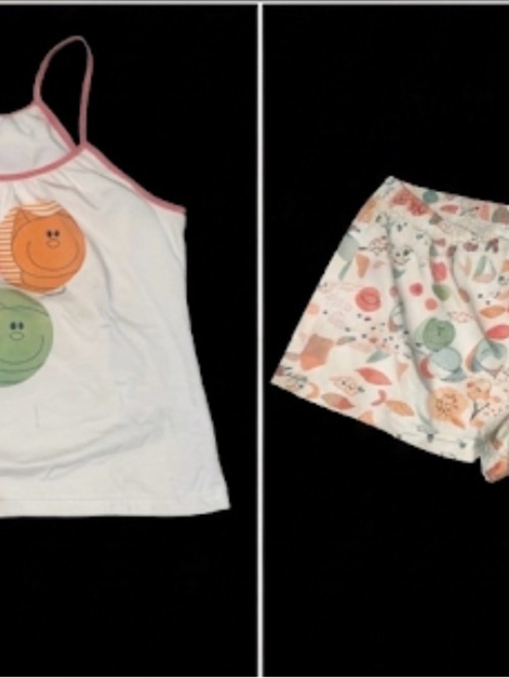 Rare Find! VINTAGE Cream Cami Tank & Printed Shorts, Pajama, Loungewear Set (M) - Picture 3 of 8